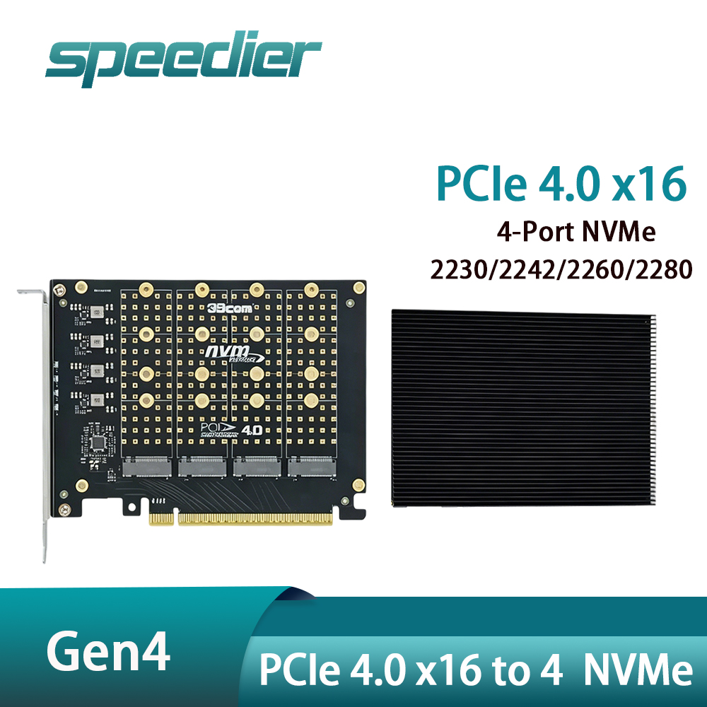 Quad M.2 Nvme Pcie Bifurcation Card - PCIe 4.0 X16 naar 4 NVMe