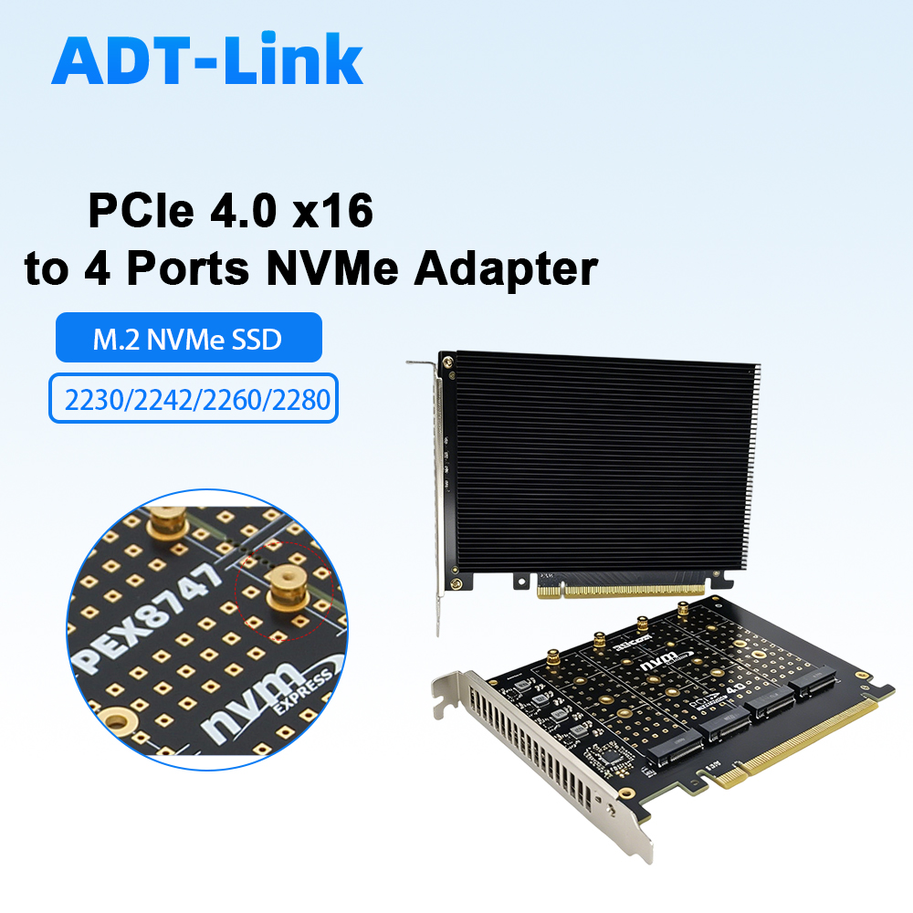 PCIe 4.0 X16 naar 4-poorts NVM - Quad M.2 Nvme Pcie Bifurcation Card recensie en prijs